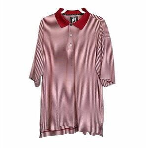 FootJoy Polo Shirt Mens XL Red‎ White Striped Prodry Lisle Performance Golf